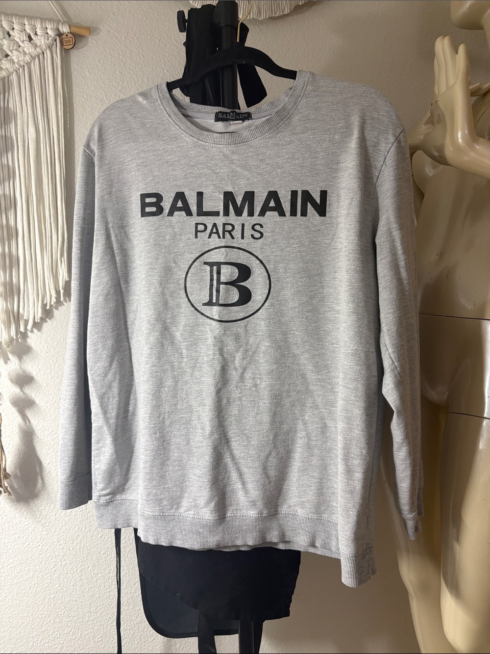 Balmain Grey Logo Crewneck Sweatshirt